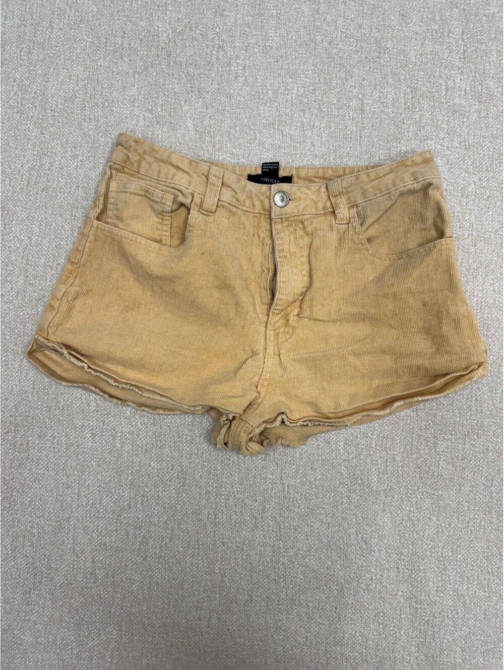 Forever 21 Womens Size 27 Mustard Yellow Corduroy Raw Hem Cut Off Shorts